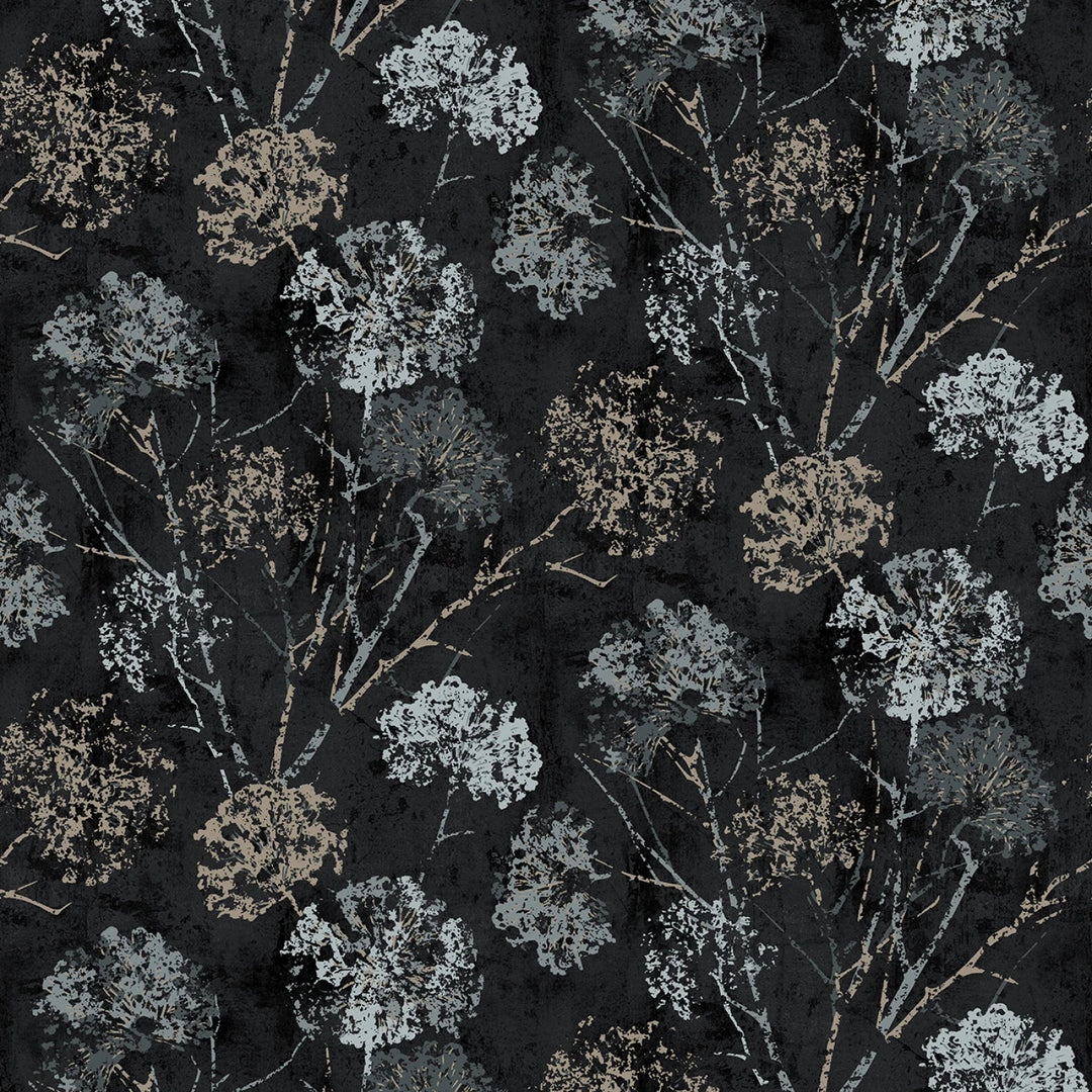 Charcoal Dandelion Stamp | 108” Cotton (8276S - 98) - Sold in UNITS of 1/4 metre - Maple Leaf Quilting Company Ltd.