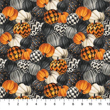Charcoal Packed Pumpkins - Night Owl | 43/44" Cotton (DP28848 - 96) - Sold in UNITS of ¼ metre - Maple Leaf Quilting Company Ltd.