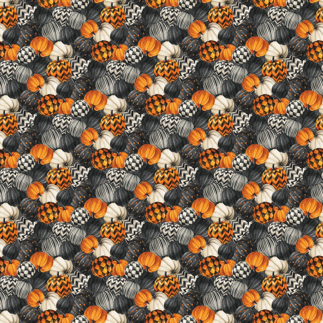 Charcoal Packed Pumpkins - Night Owl | 43/44" Cotton (DP28848 - 96) - Sold in UNITS of ¼ metre - Maple Leaf Quilting Company Ltd.