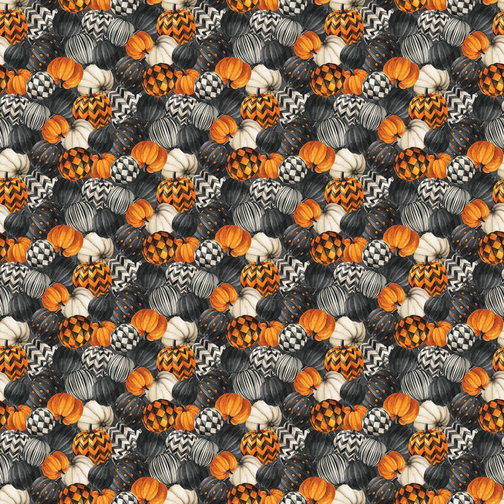 Charcoal Packed Pumpkins - Night Owl | 43/44" Cotton (DP28848 - 96) - Sold in UNITS of ¼ metre - Maple Leaf Quilting Company Ltd.