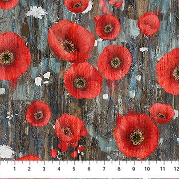 Charcoal Poppy - Poppy Meadow | 43/44" (DP29087 - 97) - Sold in UNITS of ¼ metre - Maple Leaf Quilting Company Ltd.