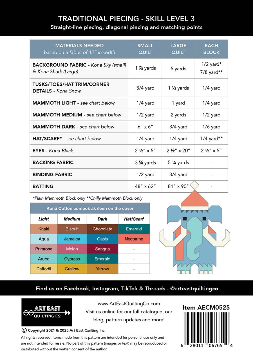 Chilly Mammoth Quilt Pattern (AECM0525) - Maple Leaf Quilting Company Ltd.