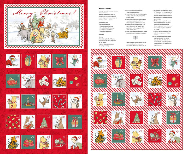 Christmas at Pooh Corner - Advent Calendar Panel (36"x 44") - Maple Leaf Quilting Company Ltd.