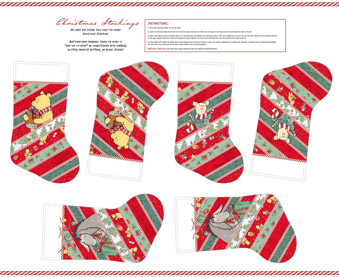 Christmas at Pooh Corner - Christmas Stockings Panel (36"x 44") - Maple Leaf Quilting Company Ltd.
