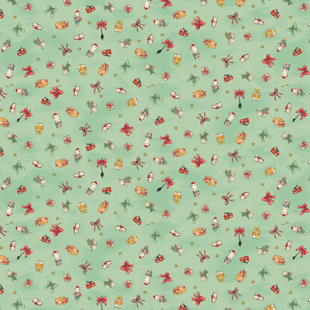 Christmas at Pooh Corner - Light Green Piglets 8" | 44"/45" Cotton - Maple Leaf Quilting Company Ltd.