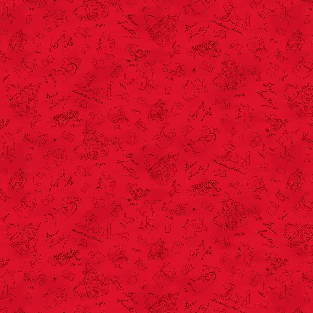 Christmas at Pooh Corner - Red Dear Santa Mono 8" | 44"/45" Cotton - Maple Leaf Quilting Company Ltd.