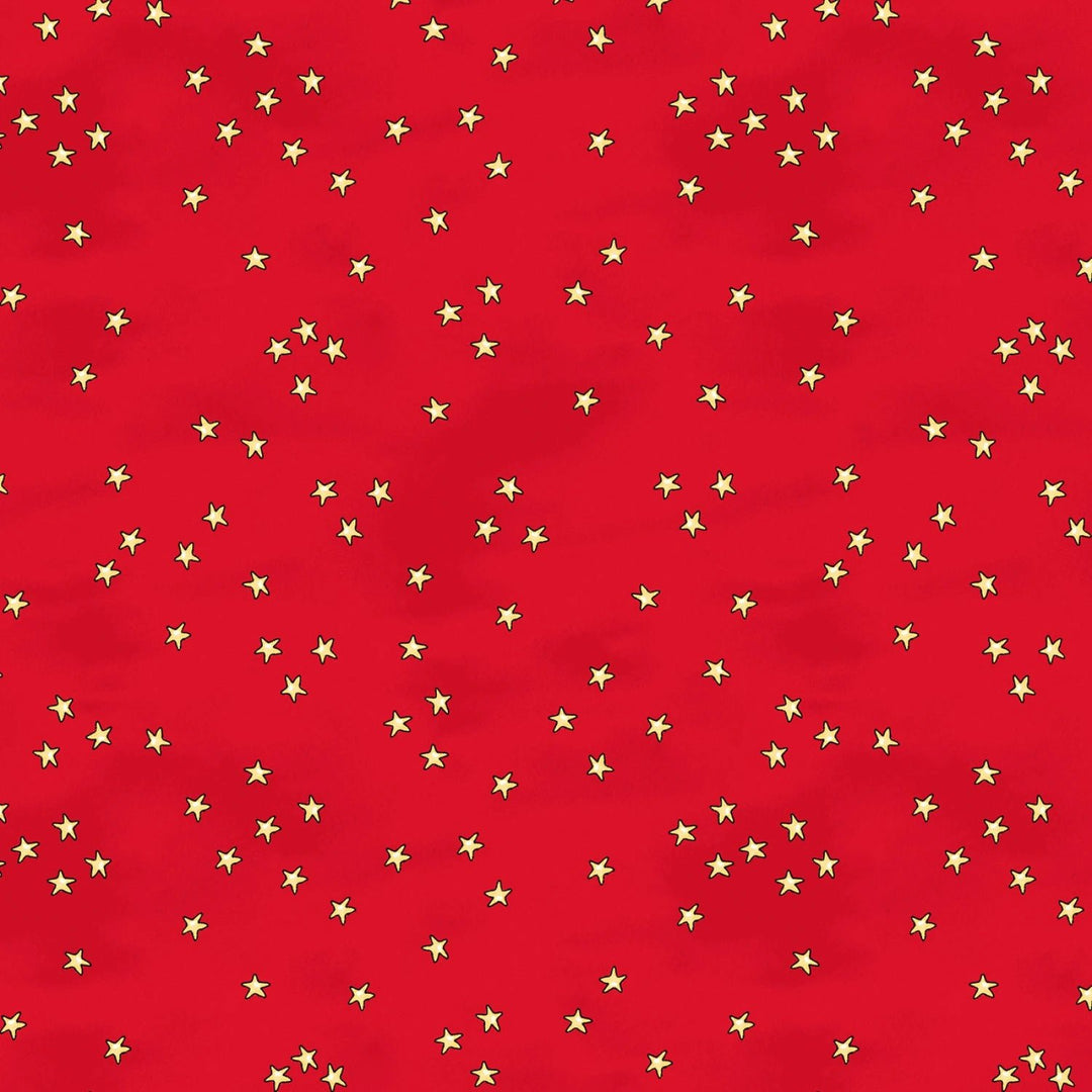 Christmas at Pooh Corner - Red Stars 4" | 44"/45" Cotton - Maple Leaf Quilting Company Ltd.