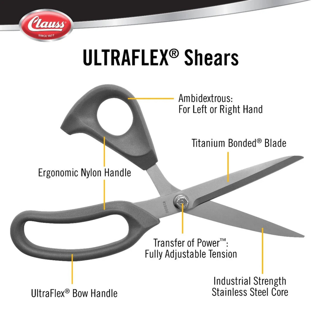 Clauss Scissor Titanium Ultraflex Shear 9" (18080 - 003) - Maple Leaf Quilting Company Ltd.