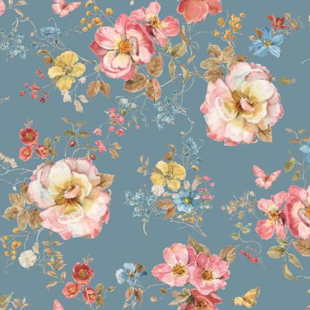 Countryside Floral 108" Cotton (WB14538R - STORM) - Sold in UNITS of 1/4 metre - Maple Leaf Quilting Company Ltd.