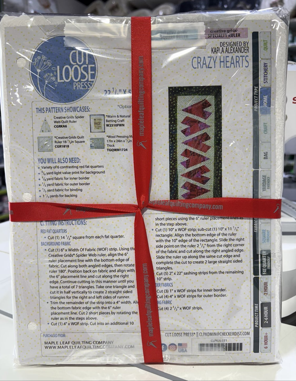 Crazy Hearts Runner Kit - Maple Leaf Quilting Company Ltd.