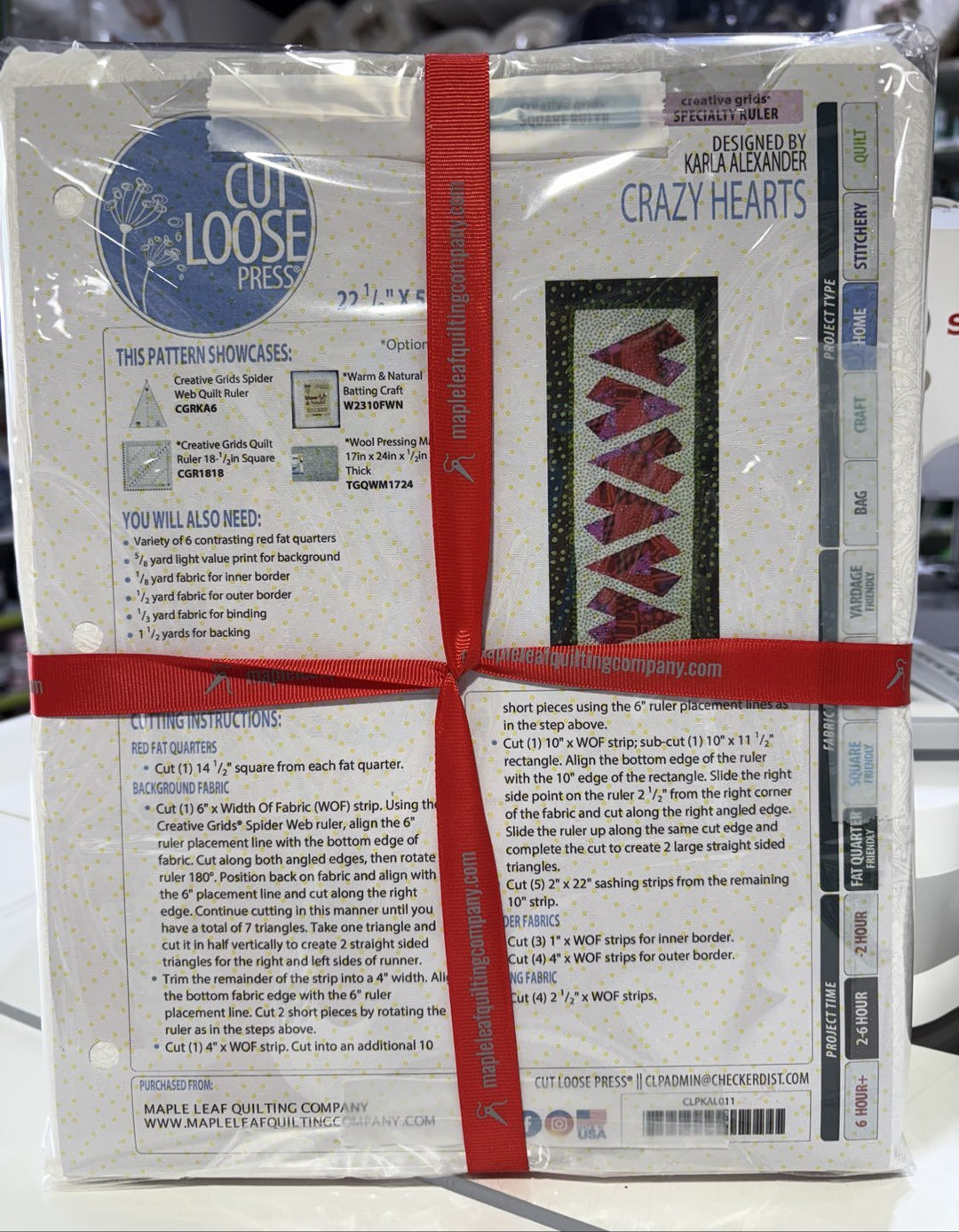 Crazy Hearts Runner Kit - Maple Leaf Quilting Company Ltd.
