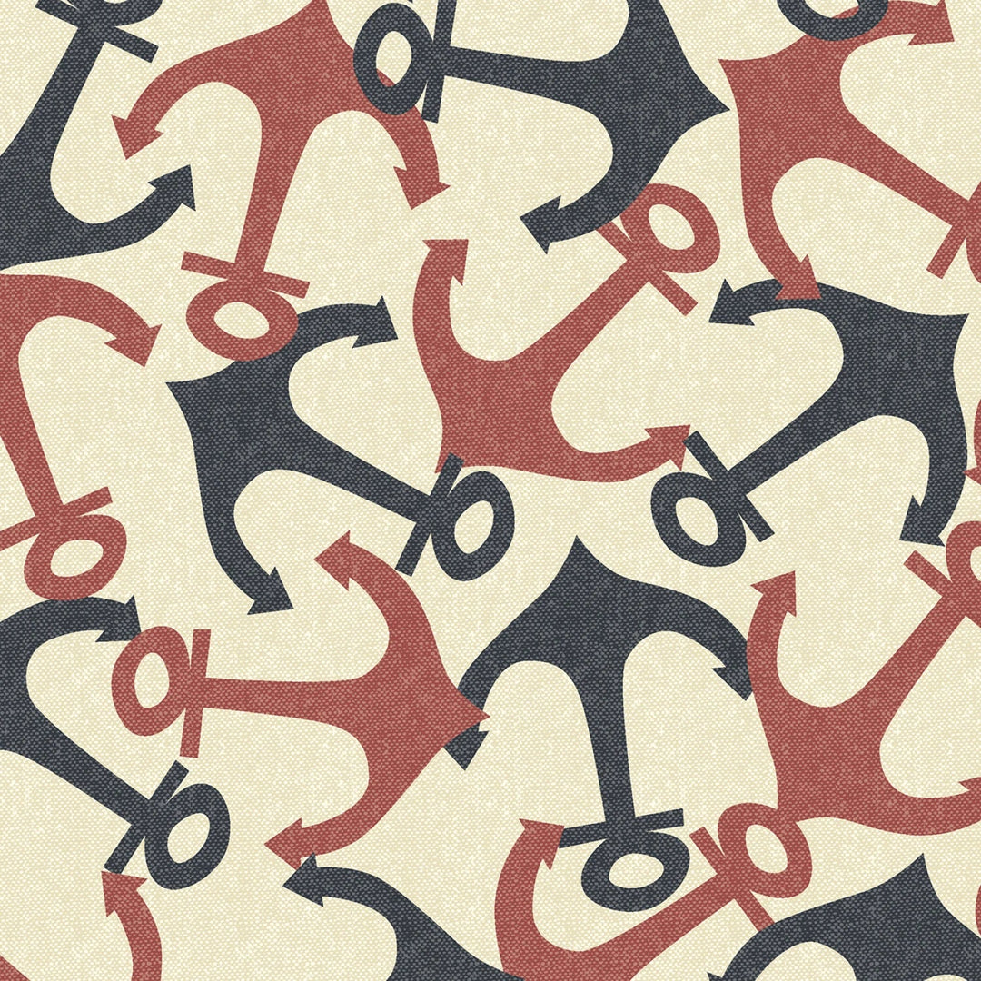 Cream Anchors - Regatta by Deirdre Coughlin Collection | 108” Cotton (QB801219D - CREAM) - Sold in UNITS of 1/4 metre - Maple Leaf Quilting Company Ltd.