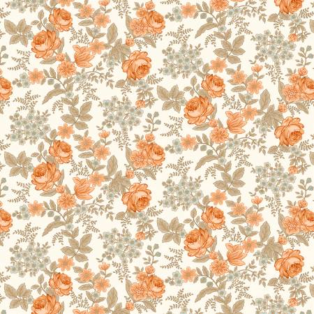 Cream Cabbage Rose 108" Cotton (1126 - 43) – Sold in UNITS of ¼ metre - Maple Leaf Quilting Company Ltd.