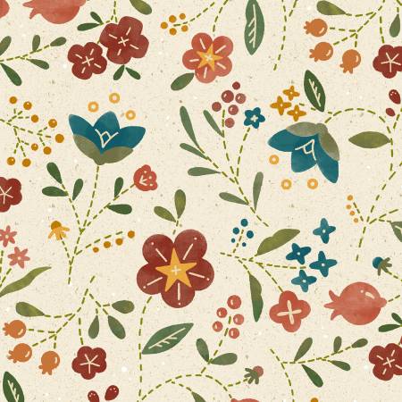 Cream Floral 108" Cotton (QB791233D - CREAM) – Sold in UNITS of ¼ metre - Maple Leaf Quilting Company Ltd.