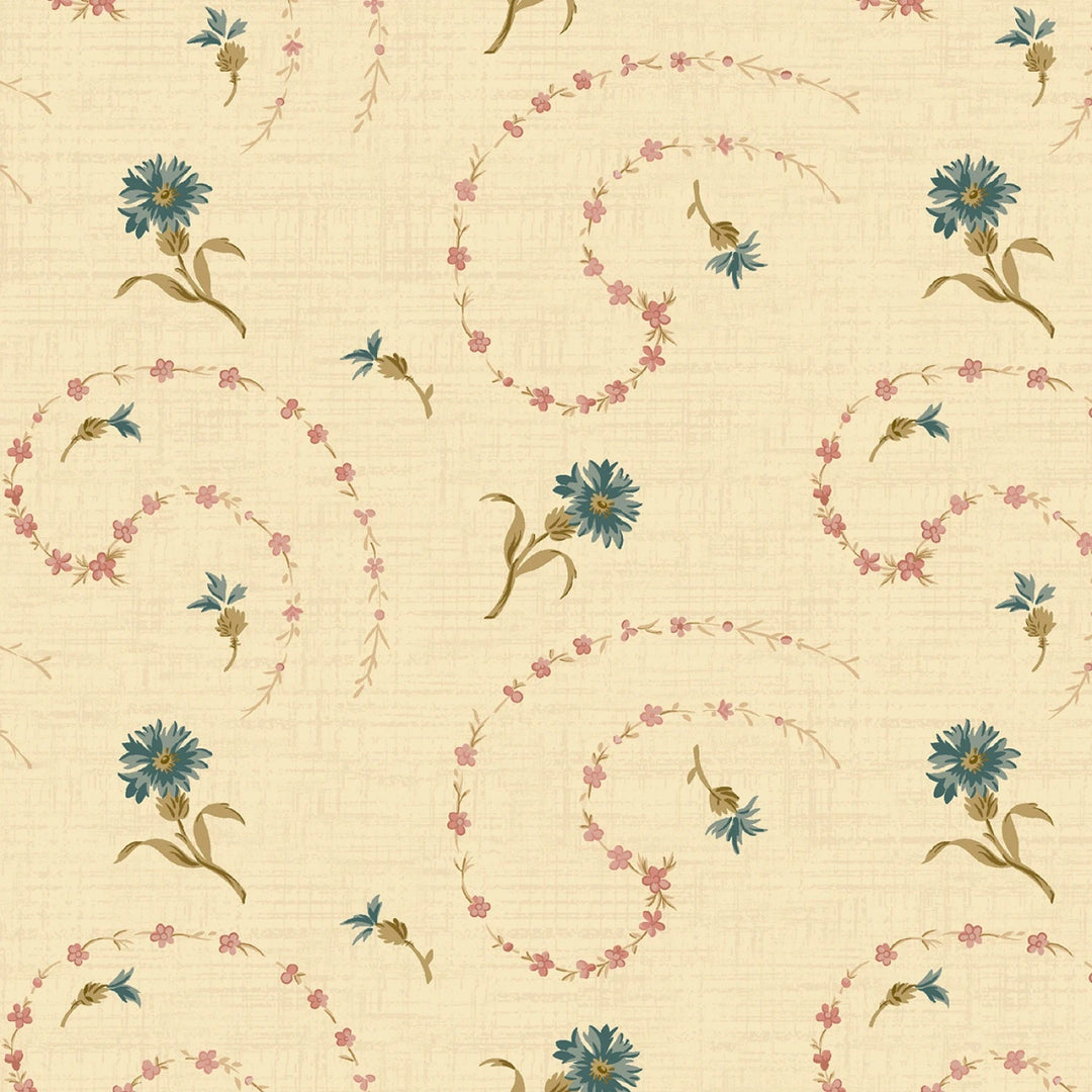 Cream Flower Garland | 108” Cotton (QB171502D - CREAM) - Sold in UNITS of 1/4 metre - Maple Leaf Quilting Company Ltd.