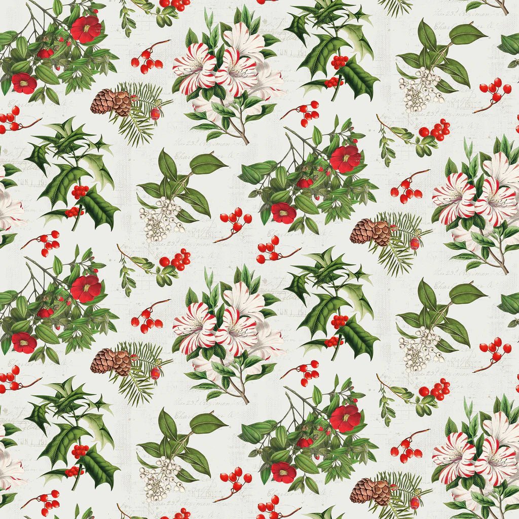 Cream - Holiday Florals 44" Wide Cotton (66250504-01) 🇨🇦 - Maple Leaf Quilting Company Ltd.