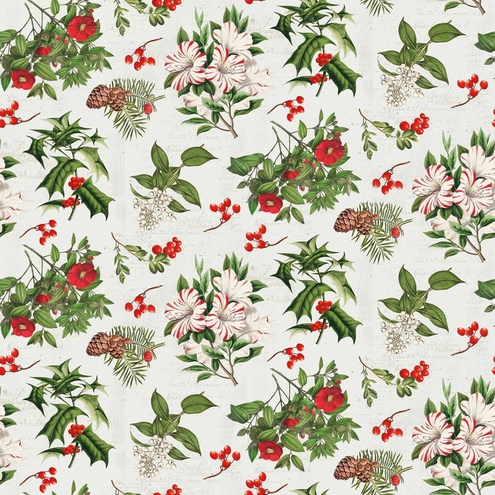 Cream - Holiday Florals 44" Wide Cotton (66250504-01) 🇨🇦 - Maple Leaf Quilting Company Ltd.