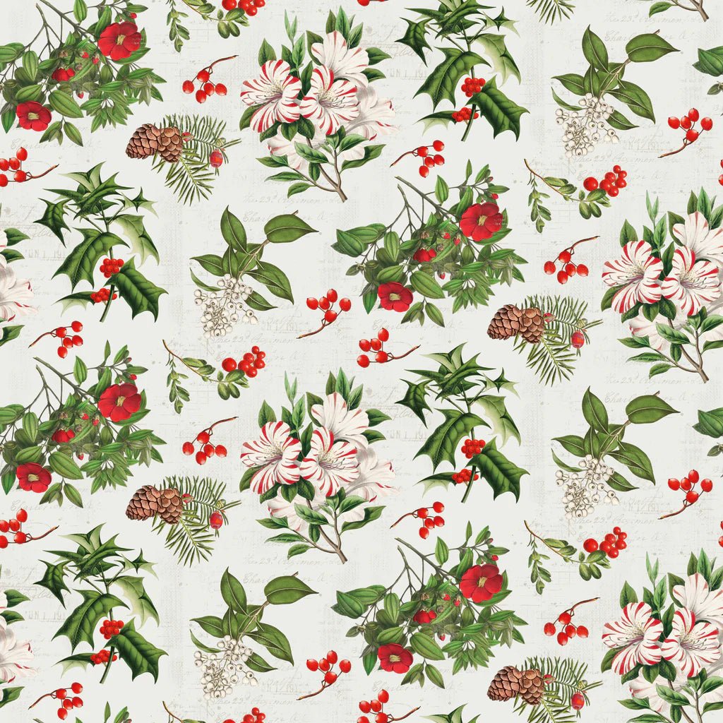 Cream - Holiday Florals 44" Wide Cotton (66250504-01) 🇨🇦 - Maple Leaf Quilting Company Ltd.