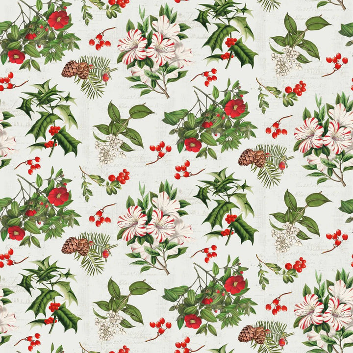 Cream - Holiday Florals 44" Wide Cotton (66250504-01) 🇨🇦 - Maple Leaf Quilting Company Ltd.
