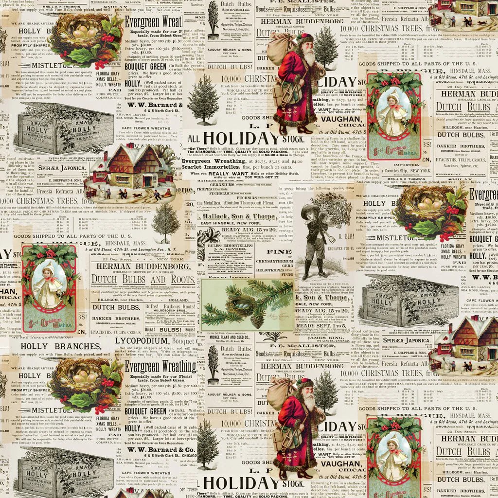 Cream - Holiday Newspaper Clippings 44" Wide Cotton (66250501-01) 🇨🇦 - Maple Leaf Quilting Company Ltd.