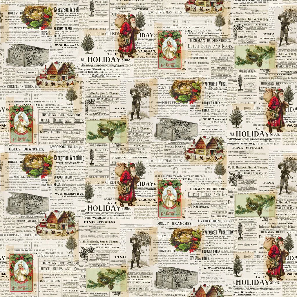 Cream - Holiday Newspaper Clippings 44" Wide Cotton (66250501-01) 🇨🇦 - Maple Leaf Quilting Company Ltd.