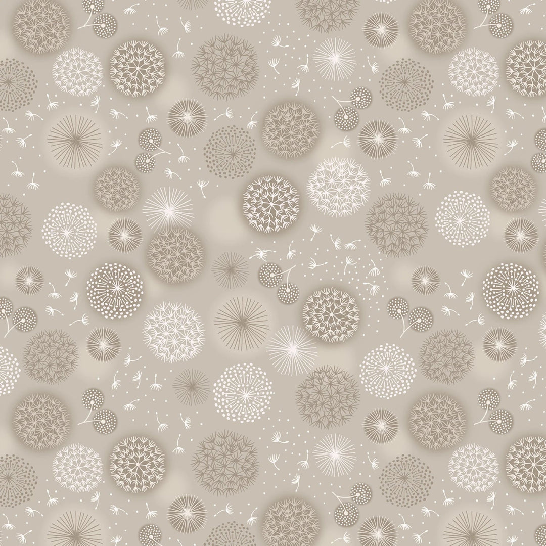 Cream Linen Dandelions 108” Cotton (W16) - Sold in UNITS of 1/4 metre - Maple Leaf Quilting Company Ltd.