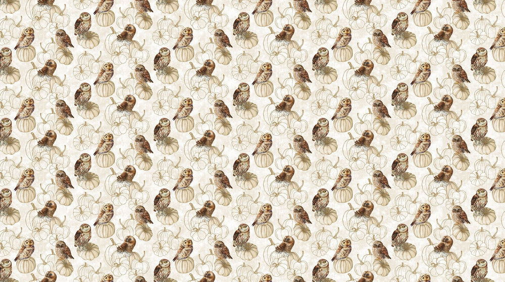Cream Multi Owls - Night Owl | 43/44" Cotton (DP28850 - 11) - Sold in UNITS of ¼ metre - Maple Leaf Quilting Company Ltd.