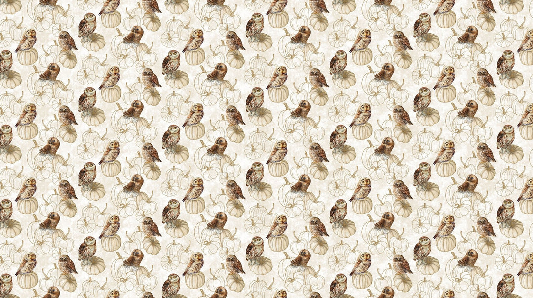 Cream Multi Owls - Night Owl | 43/44" Cotton (DP28850 - 11) - Sold in UNITS of ¼ metre - Maple Leaf Quilting Company Ltd.