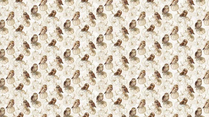 Cream Multi Owls - Night Owl | 43/44" Cotton (DP28850 - 11) - Sold in UNITS of ¼ metre - Maple Leaf Quilting Company Ltd.