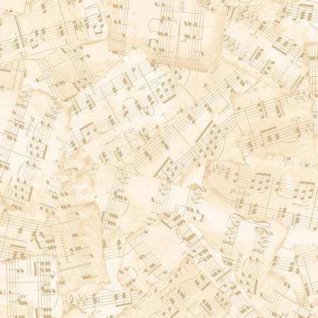 Cream Music Notes 108" Cotton (R360956D - CREAM) - Maple Leaf Quilting Company Ltd.