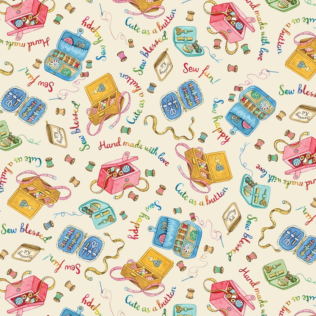 Cream Sew Pretty Sewing Kit | 43/44" Cotton (DDC12154 - CREM) - Sold in UNITS of ¼ metre - Maple Leaf Quilting Company Ltd.