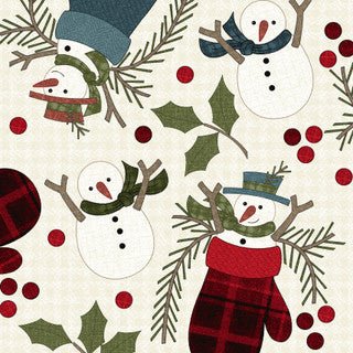 Cream Snowman Flannel - 44" Wide (F10892 - E) - Maple Leaf Quilting Company Ltd.