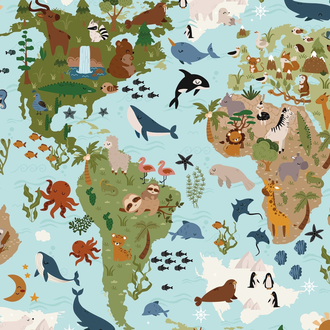 Created with Love - Map Sky 108” Cotton (WB15977R - SKY) - Sold in UNITS of 1/4 metre - Maple Leaf Quilting Company Ltd.