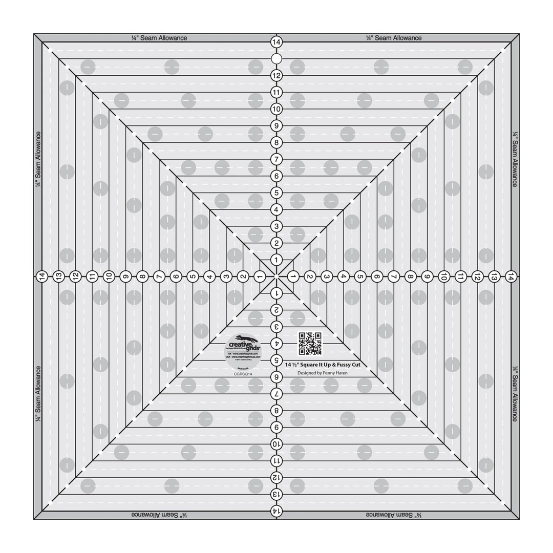Creative Grids Quilt Ruler 14.5" - Square It Up or Fussy Cut Square (CGRSQ14) - Maple Leaf Quilting Company Ltd.