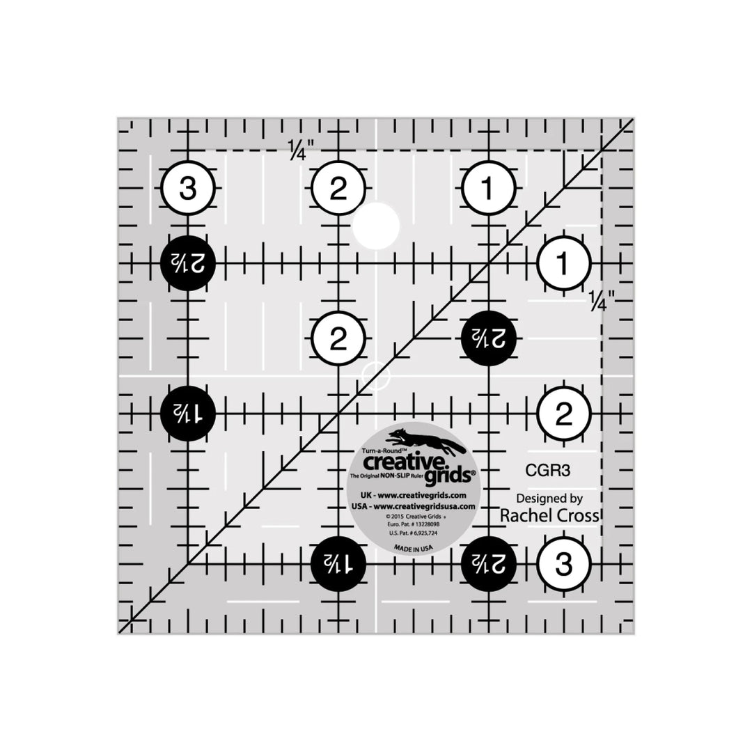 Creative Grids Quilt Ruler 3 - 1/2" Square (CGR3) - Maple Leaf Quilting Company Ltd.