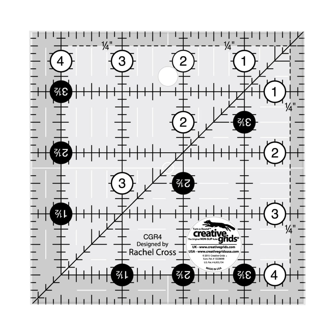 Creative Grids Quilt Ruler 4 - 1/2" Square (CGR4) - Maple Leaf Quilting Company Ltd.