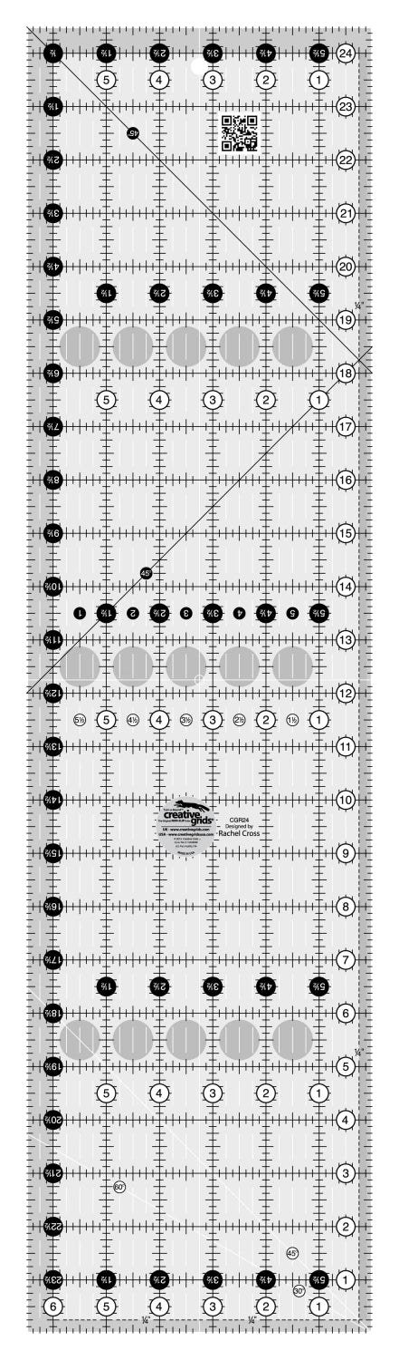 Creative Grids Quilt Ruler 6 - 1/2" x 24 - 1/2" Rectangle (CGR24) - Maple Leaf Quilting Company Ltd.