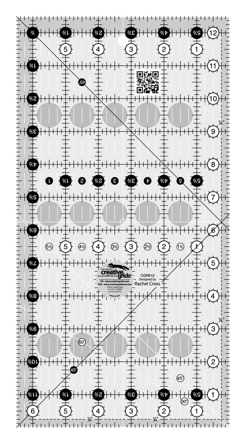 Creative Grids Quilt Ruler | 6.5" x 12.5" Rectangle (CGR612) - Maple Leaf Quilting Company Ltd.