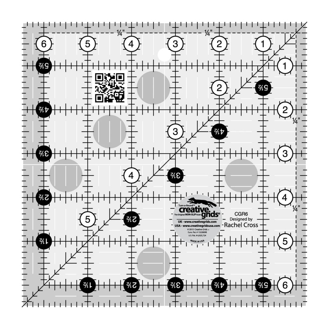Creative Grids Quilt Ruler | 6.5"Square (CGR6) - Maple Leaf Quilting Company Ltd.