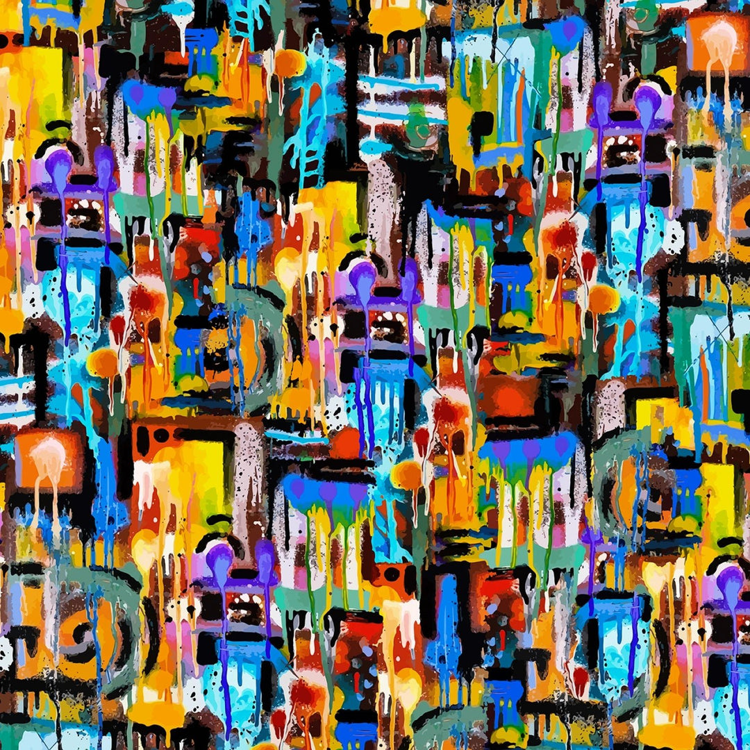 Dark And Moody Graffiti Urban Ink 108” Cotton (URBW6247-MU) - Sold in UNITS of 1/4 metre - Maple Leaf Quilting Company Ltd.