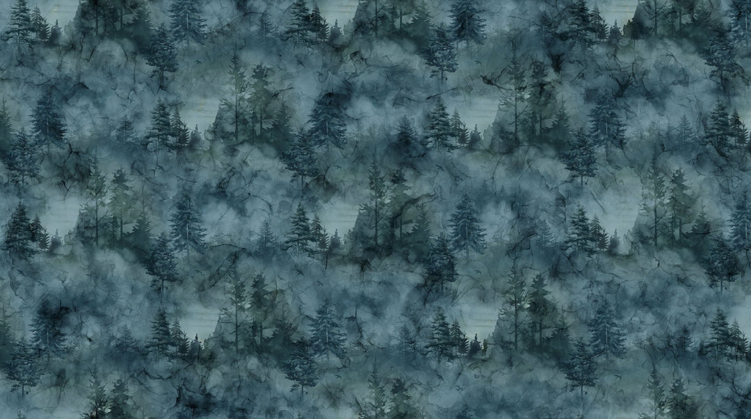 Dark Blue Tonal Trees - Altitude | 43/44" Cotton (DP29163­-47) - Sold in UNITS of ¼ metre - Maple Leaf Quilting Company Ltd.