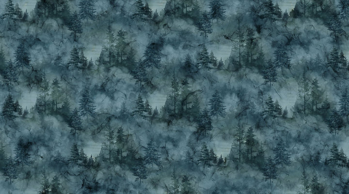 Dark Blue Tonal Trees - Altitude | 43/44" Cotton (DP29163­-47) - Sold in UNITS of ¼ metre - Maple Leaf Quilting Company Ltd.
