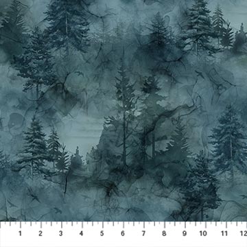 Dark Blue Tonal Trees - Altitude | 43/44" Cotton (DP29163­-47) - Sold in UNITS of ¼ metre - Maple Leaf Quilting Company Ltd.