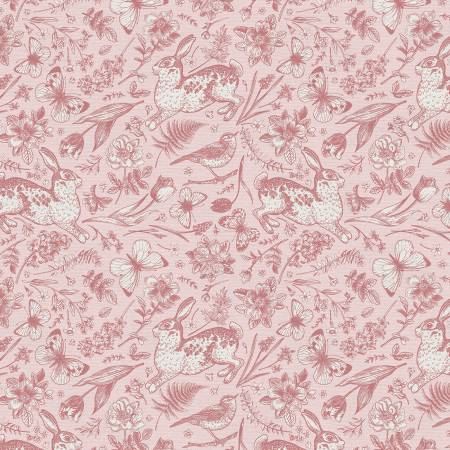 Dark Coral On Light Coral Garden Toss 118" Cotton (183 - 25335) – Sold in UNITS of ¼ metre - Maple Leaf Quilting Company Ltd.