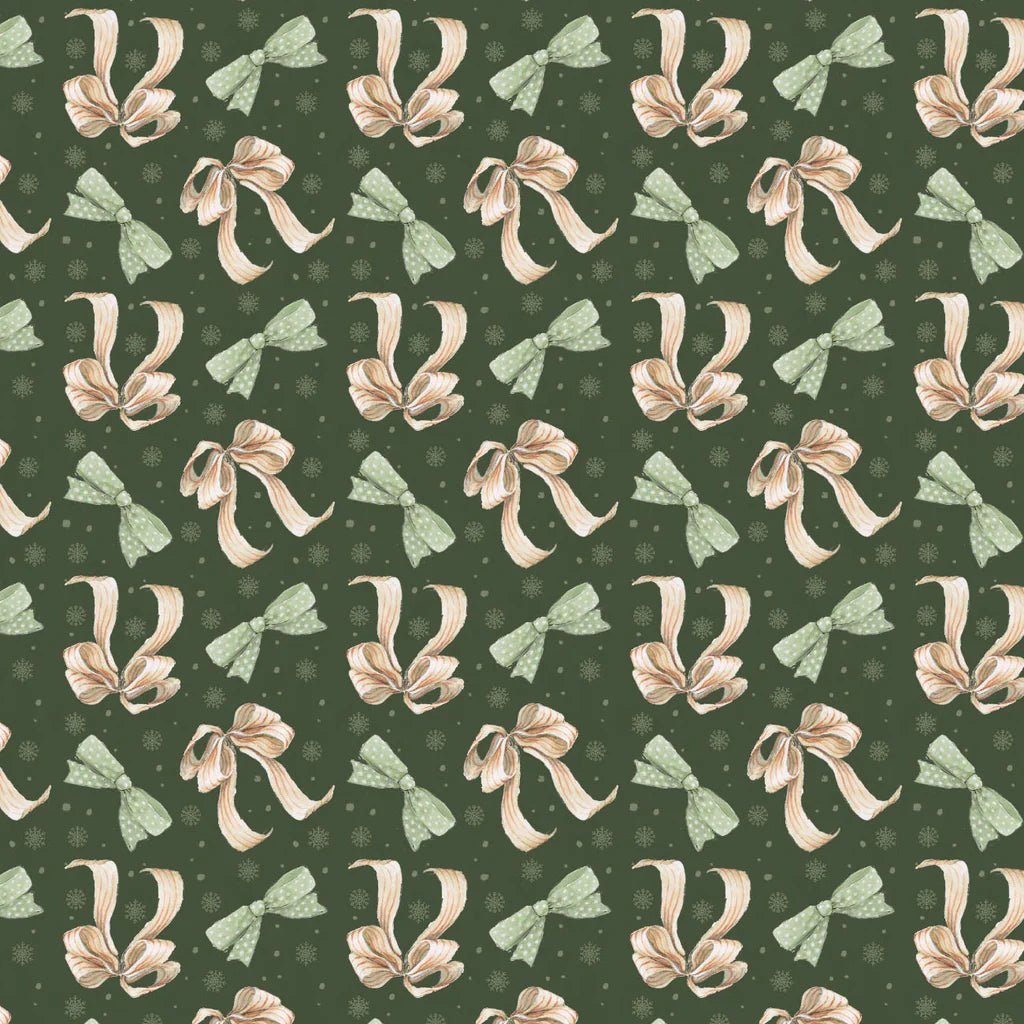 Dark Green - Pretty Bows 44" Wide Cotton (66250403-01) 🇨🇦 - Maple Leaf Quilting Company Ltd.