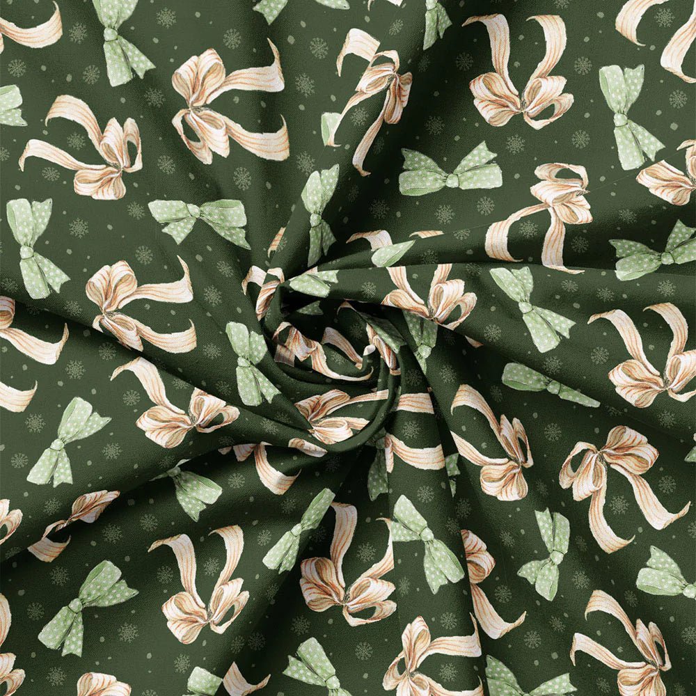 Dark Green - Pretty Bows 44" Wide Cotton (66250403-01) 🇨🇦 - Maple Leaf Quilting Company Ltd.