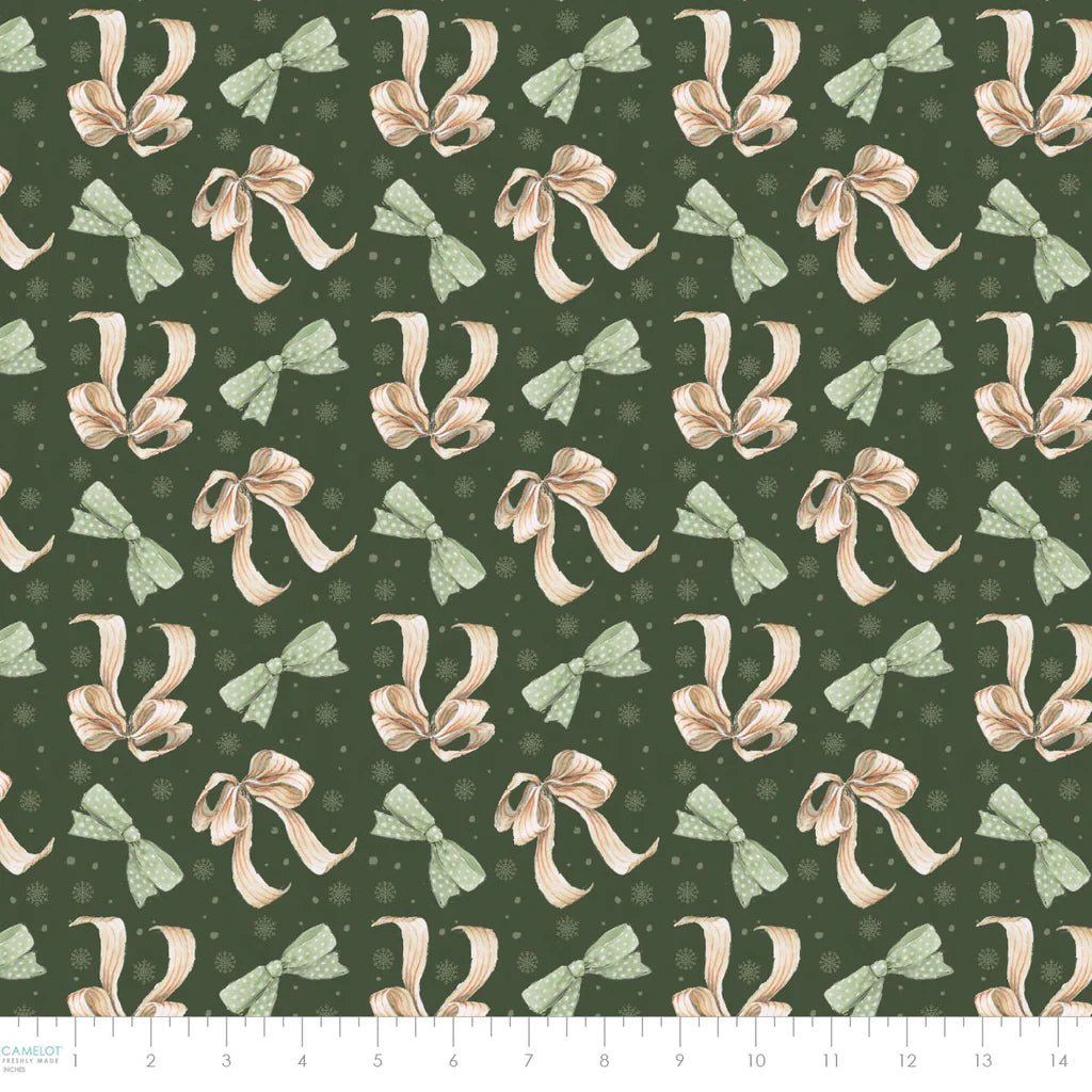 Dark Green - Pretty Bows 44" Wide Cotton (66250403-01) 🇨🇦 - Maple Leaf Quilting Company Ltd.