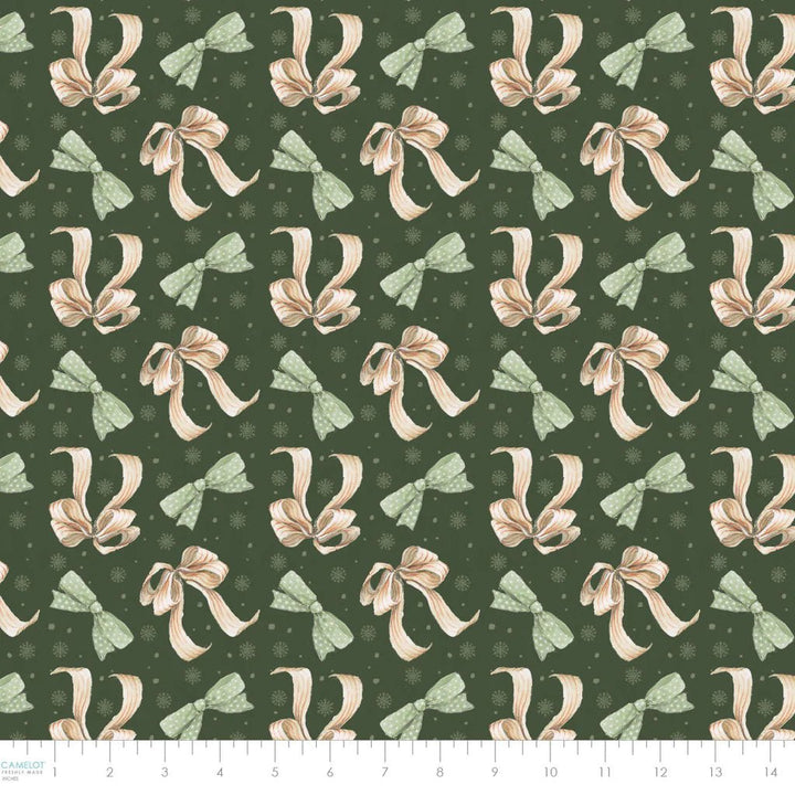 Dark Green - Pretty Bows 44" Wide Cotton (66250403-01) 🇨🇦 - Maple Leaf Quilting Company Ltd.