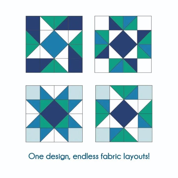 Day Star Quilt Block Quilt - As - You - Go Kit (12 - Block Pack) - Maple Leaf Quilting Company Ltd.