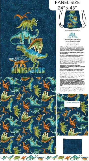 Dino Roar by Brett Blumenthal - Northcott - 24" x 43" Bag Panel (C28469 - 48) - Maple Leaf Quilting Company Ltd.